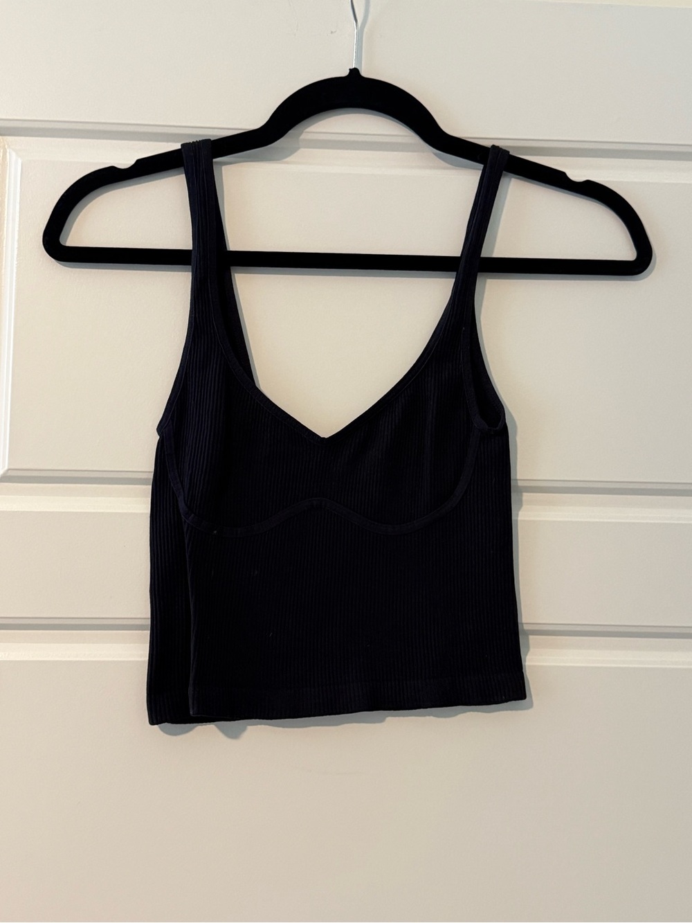 Free People Intimately fp Black Ribbed V-Neck Tank